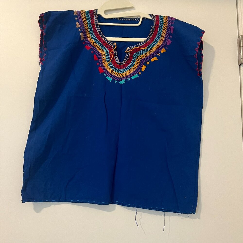 hupil navy  blouse handmade by artisans in Chiapas, OS